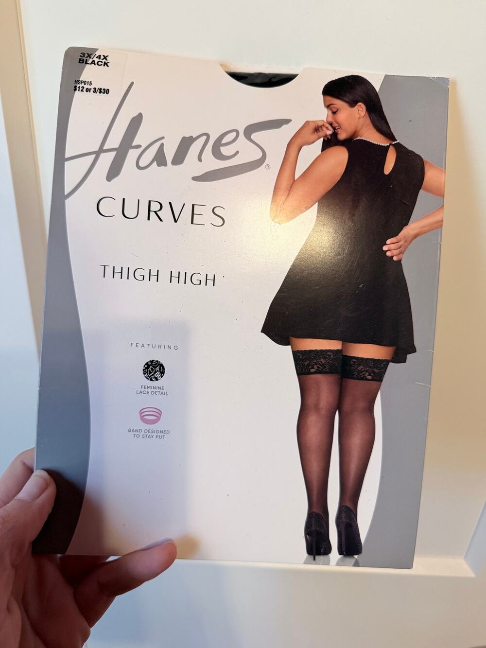 hanes curves thigh highs black sheer